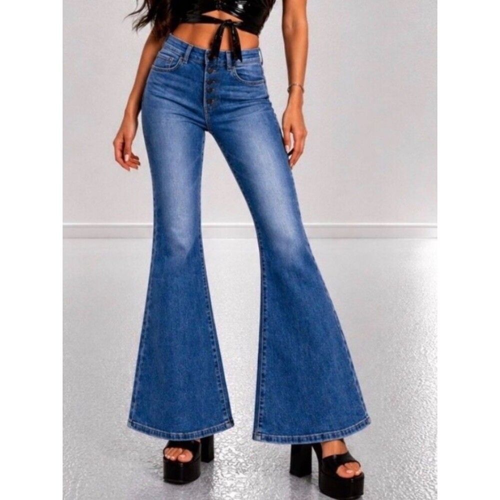 Lee Vintage Modern High Rise Flare Jeans 29x33 NWT Stretch Distressed Denim